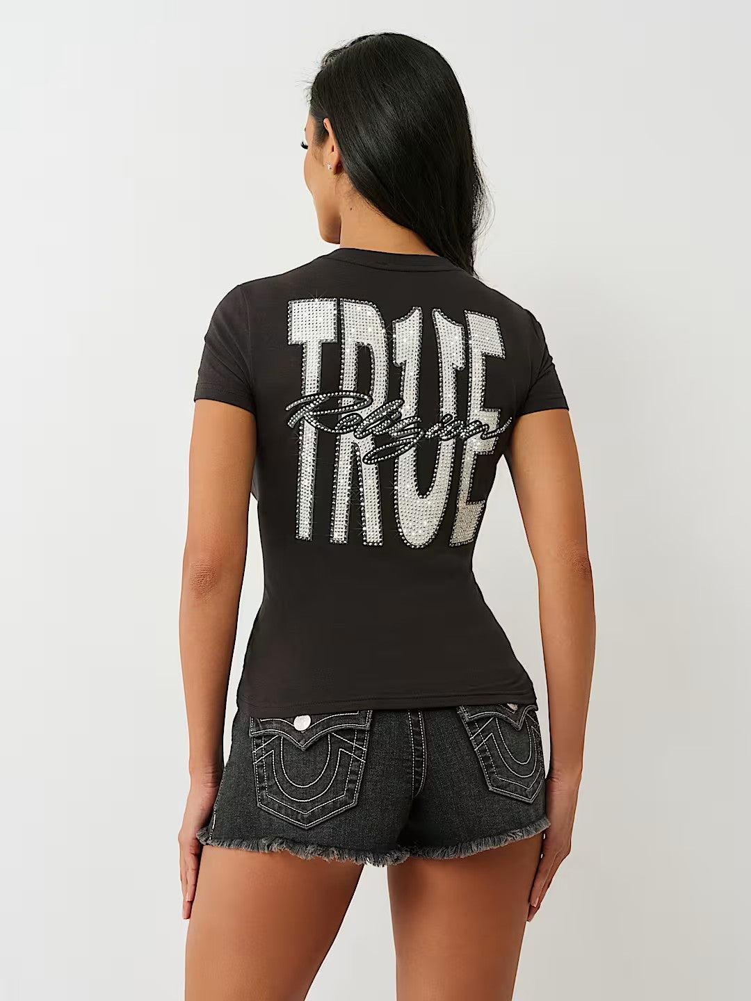 CRYSTAL TR V NECK TEE