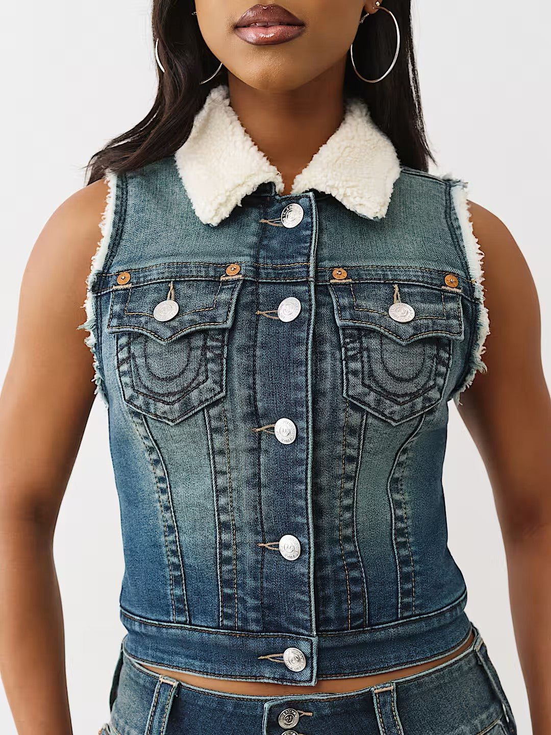 SHRUNKEN SHERPA DENIM VEST