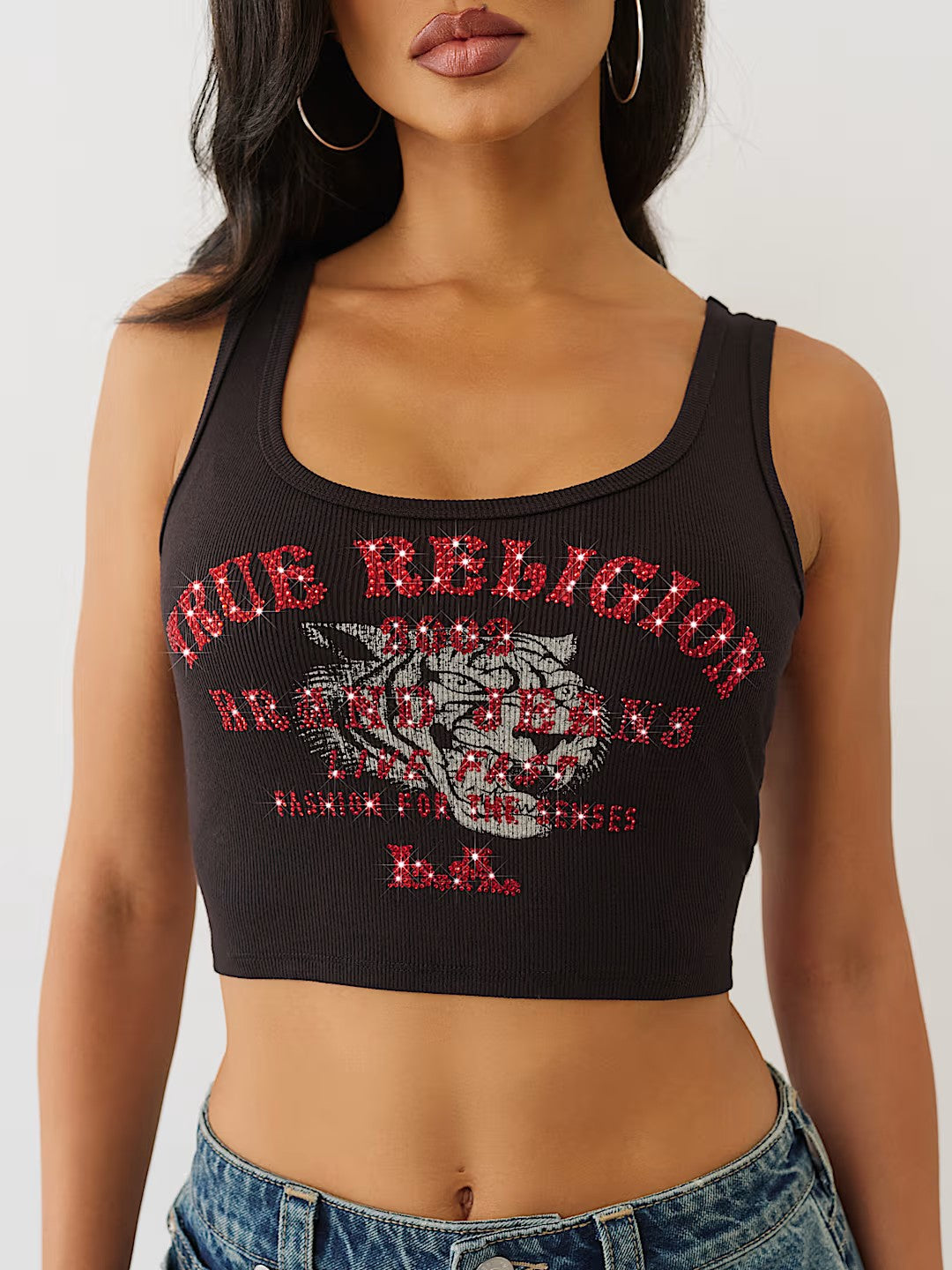 208CRYSTAL TIGGER CUT HEM TANK