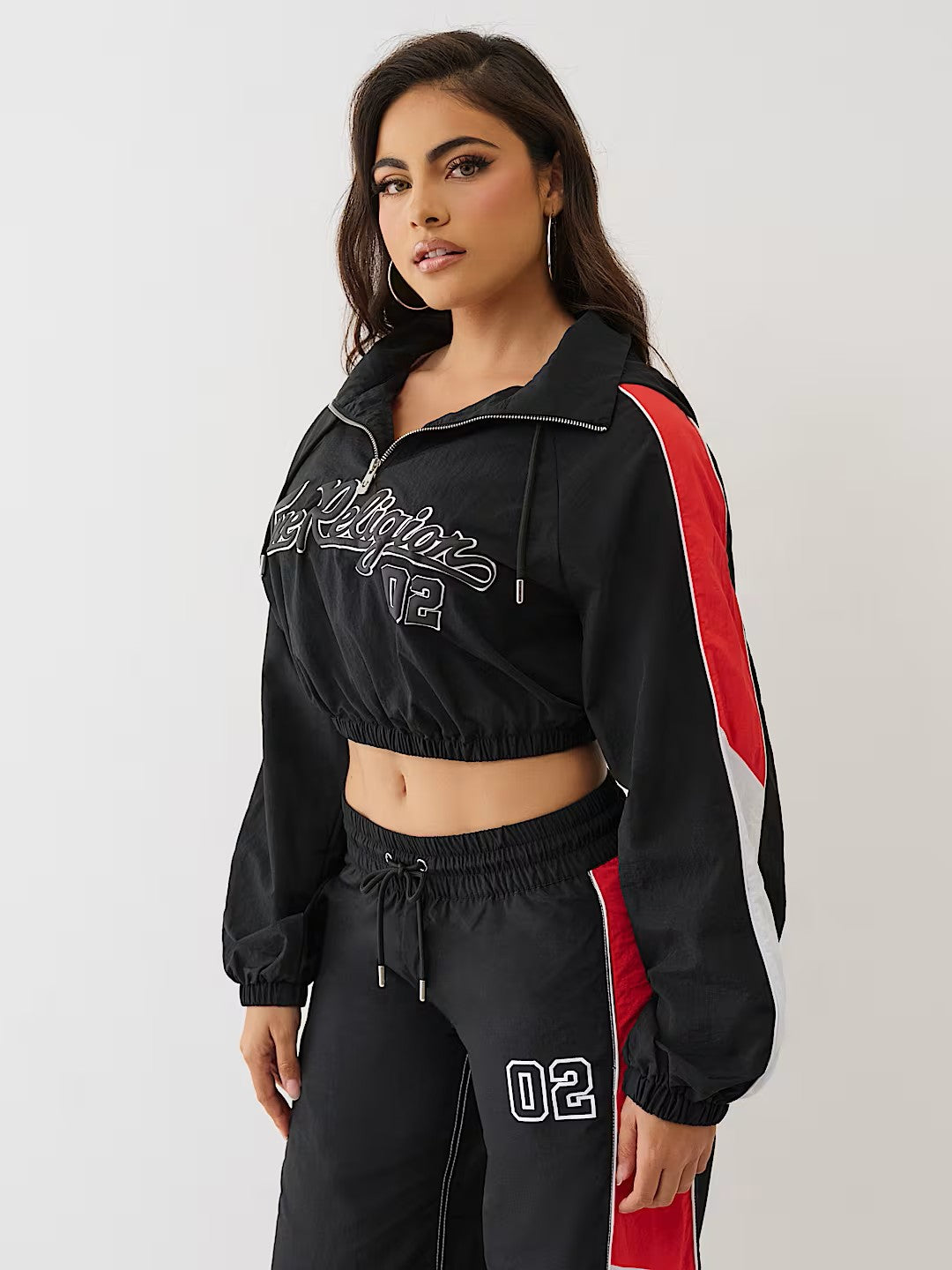 PUFF PRINT NYLN HALF ZIP JKT