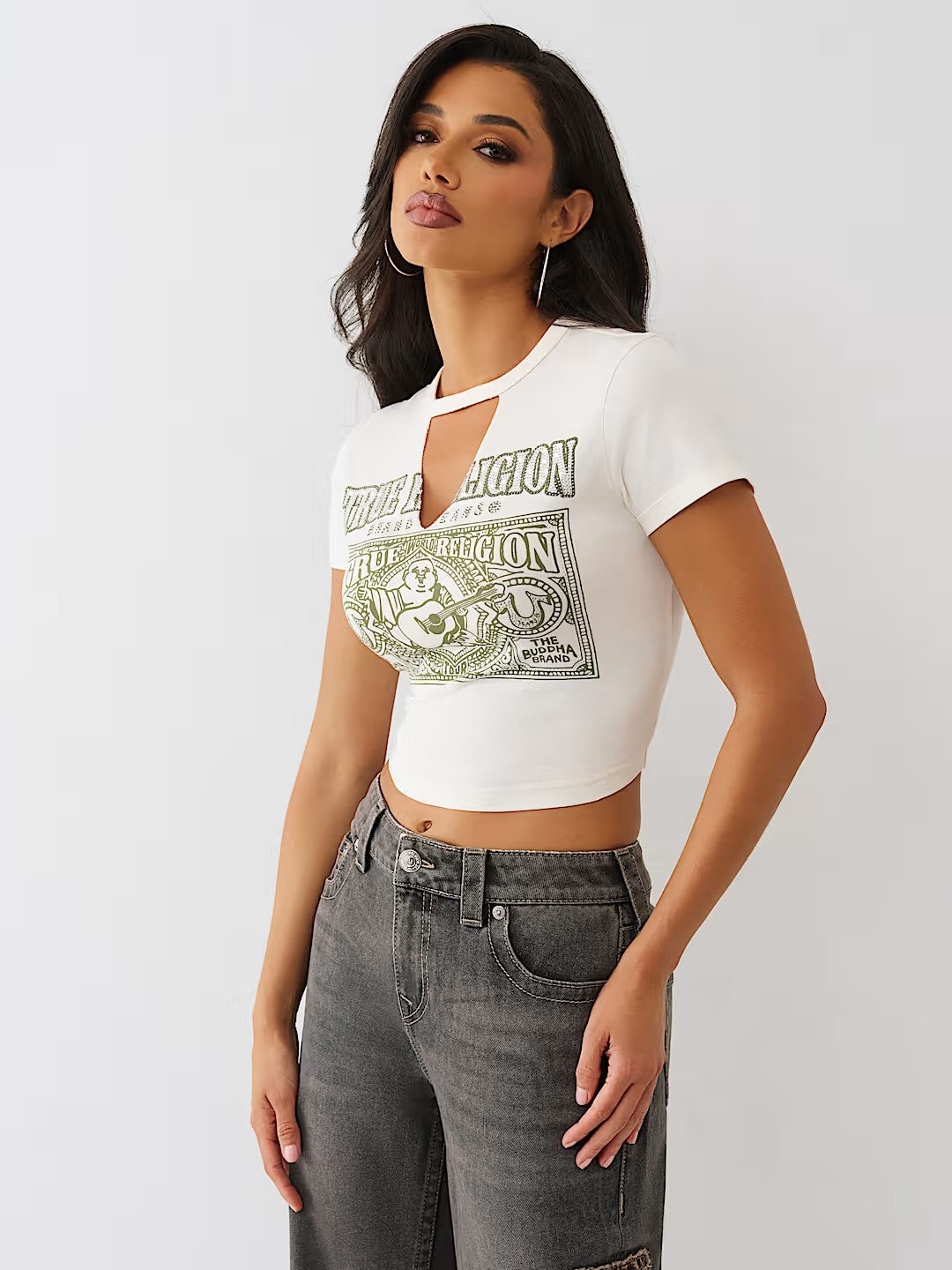 CRYSTL BUDDHA KEYHOLE SS BBY T