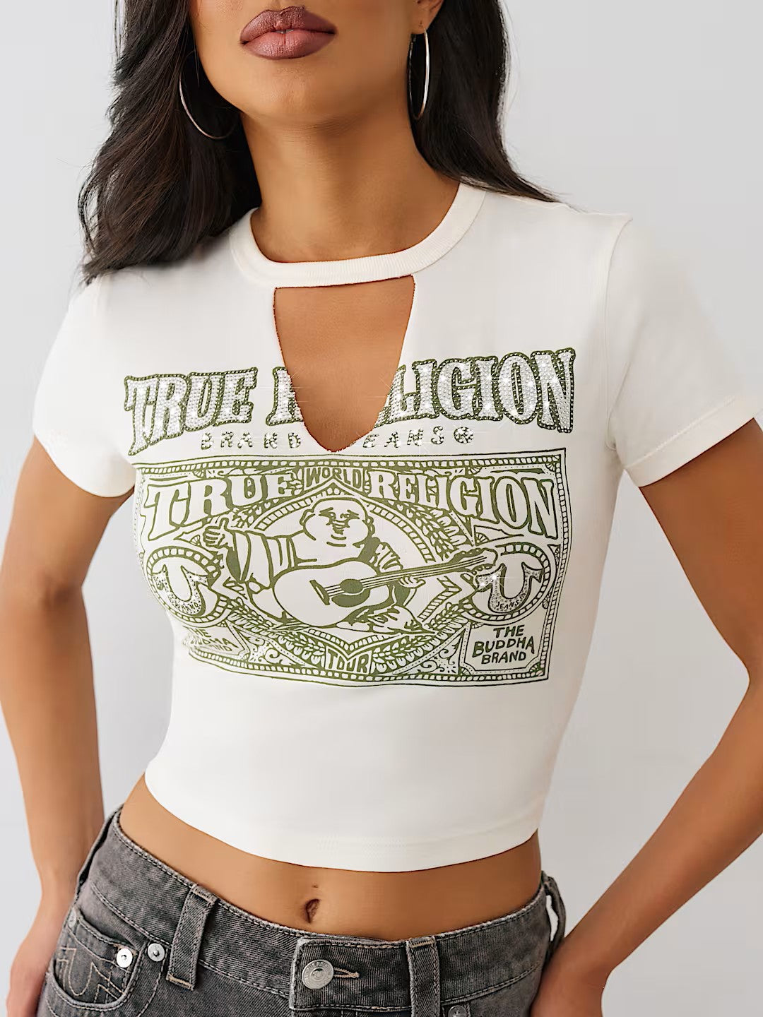 CRYSTL BUDDHA KEYHOLE SS BBY T