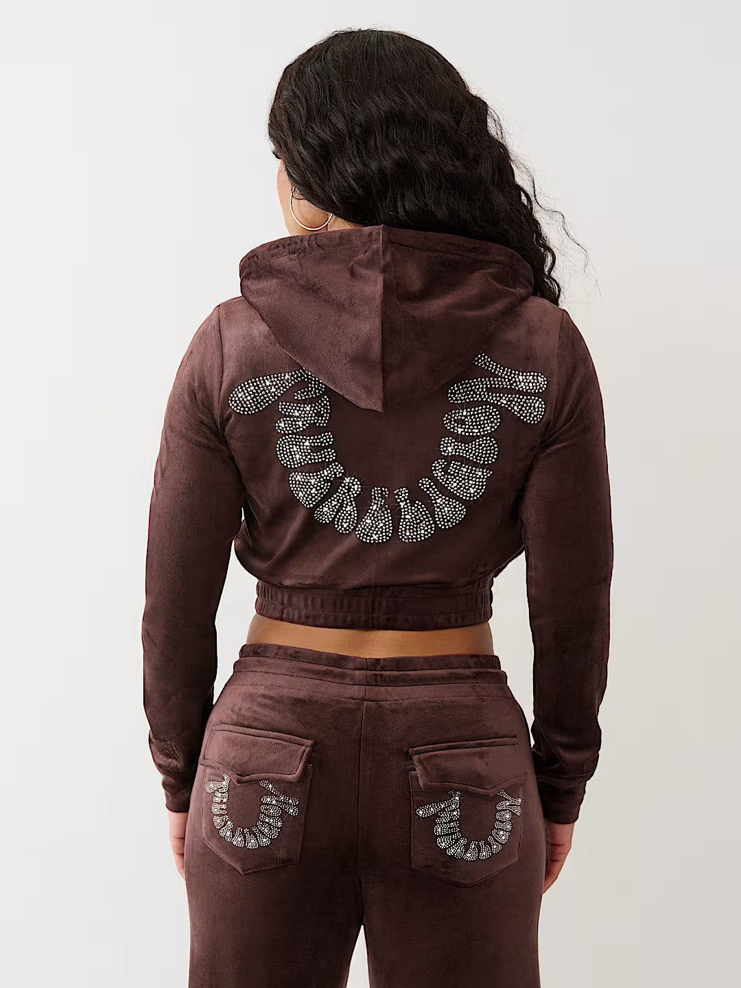 CRYSTAL VELOUR ZIP HOODIE
