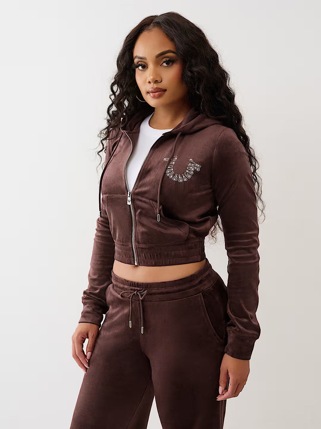 CRYSTAL VELOUR ZIP HOODIE