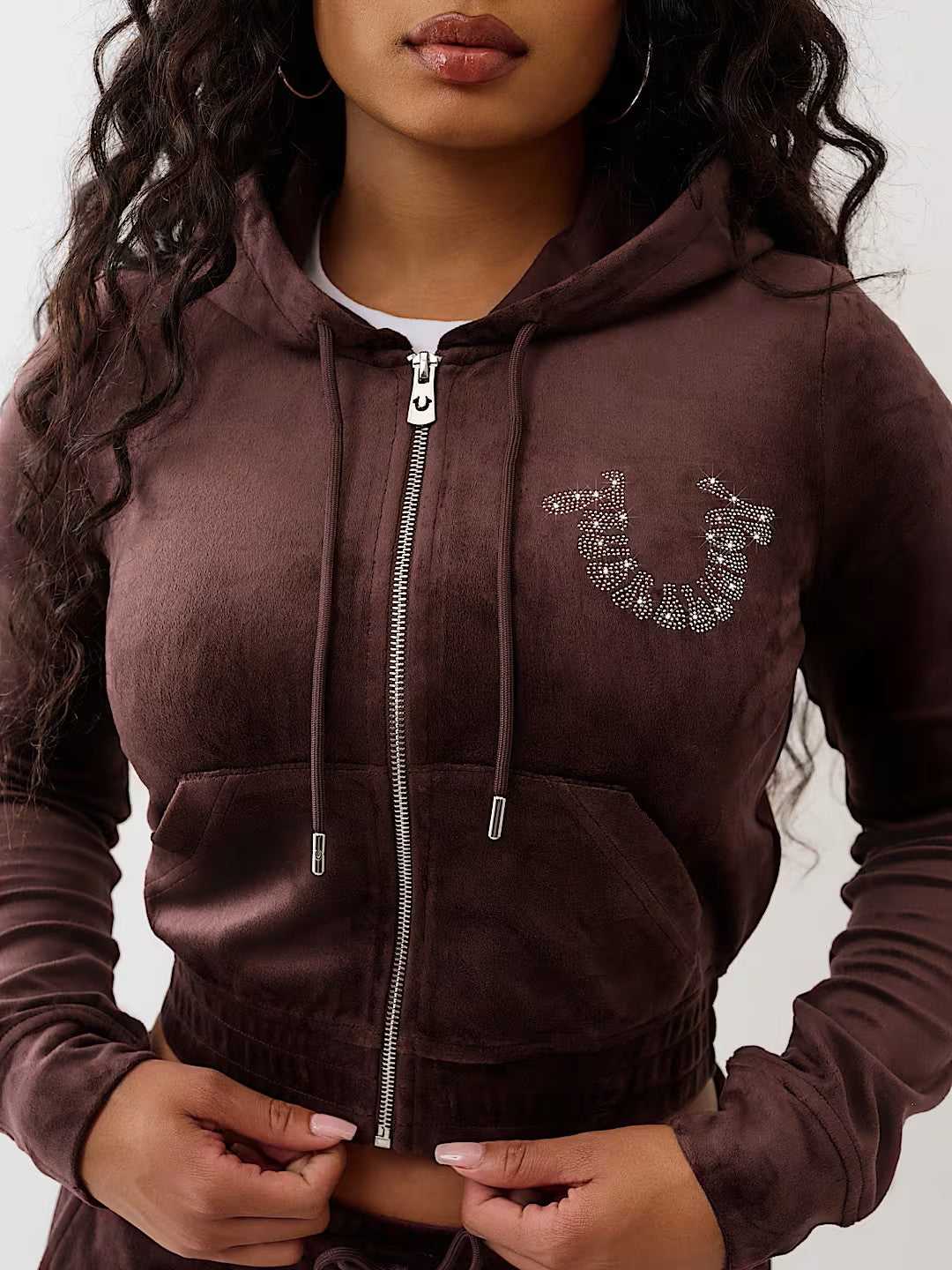 CRYSTAL VELOUR ZIP HOODIE