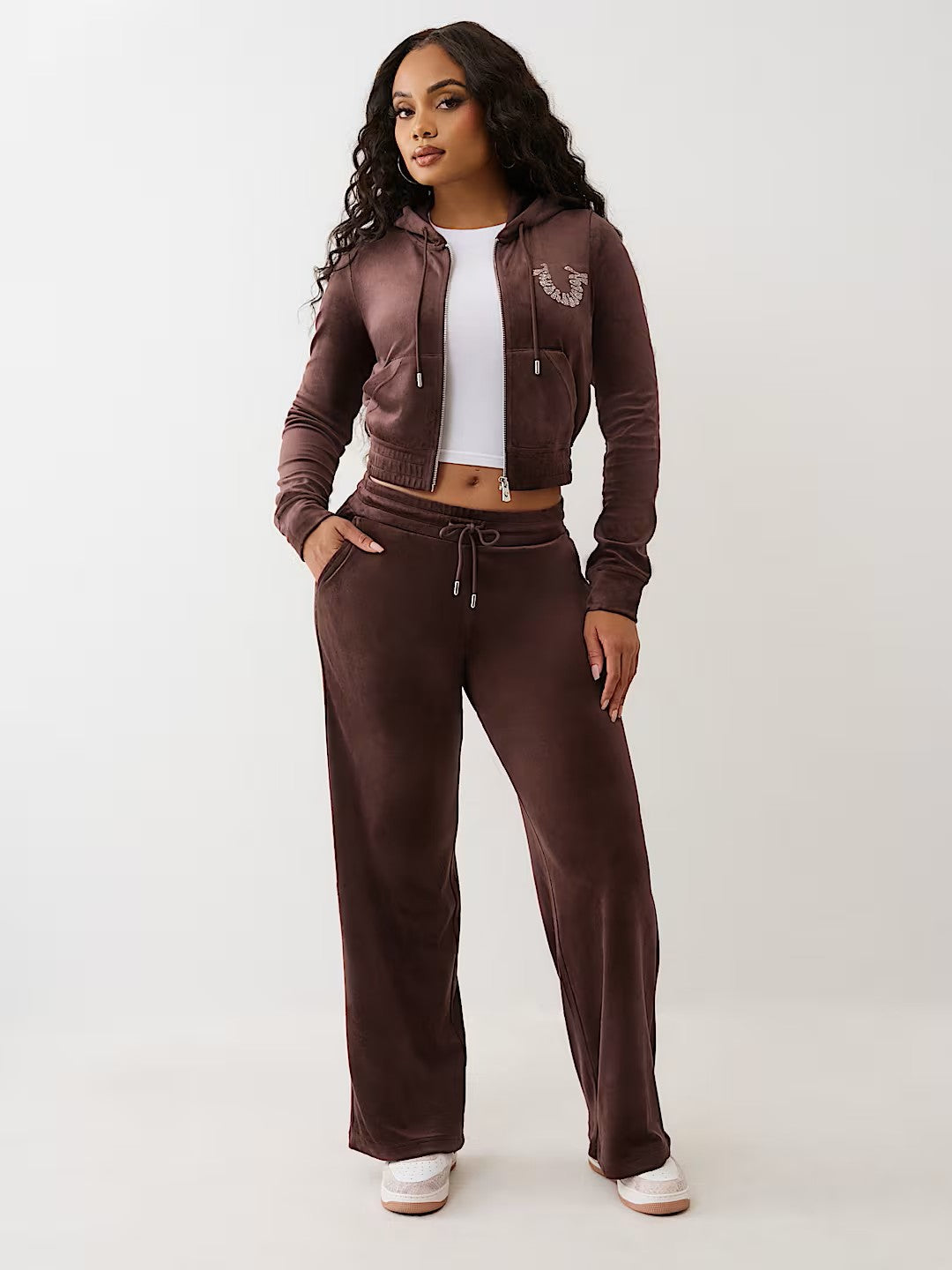 CRYSTAL VELOUR ZIP HOODIE