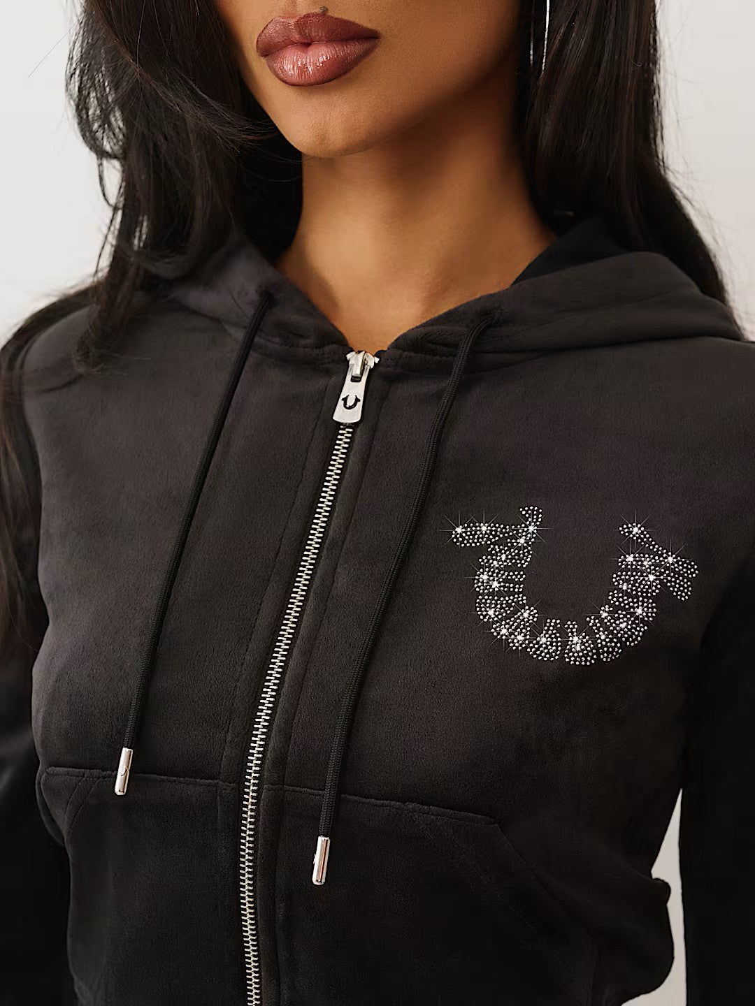 CRYSTAL VELOUR ZIP HOODIE