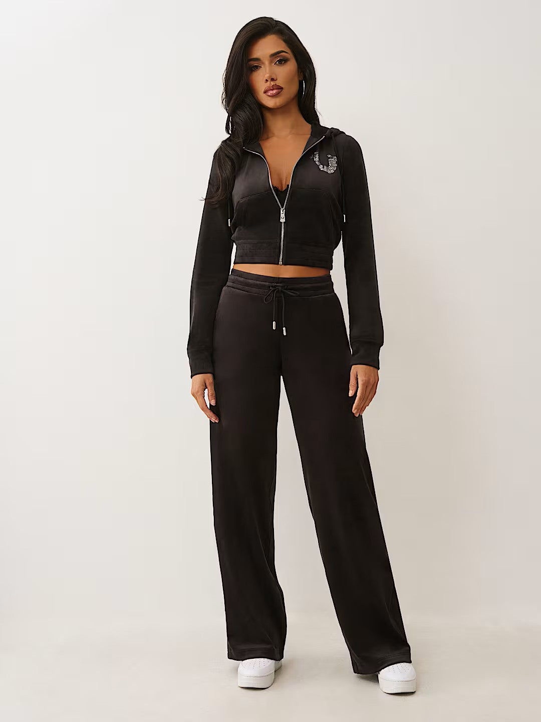 CRYSTAL VELOUR ZIP HOODIE