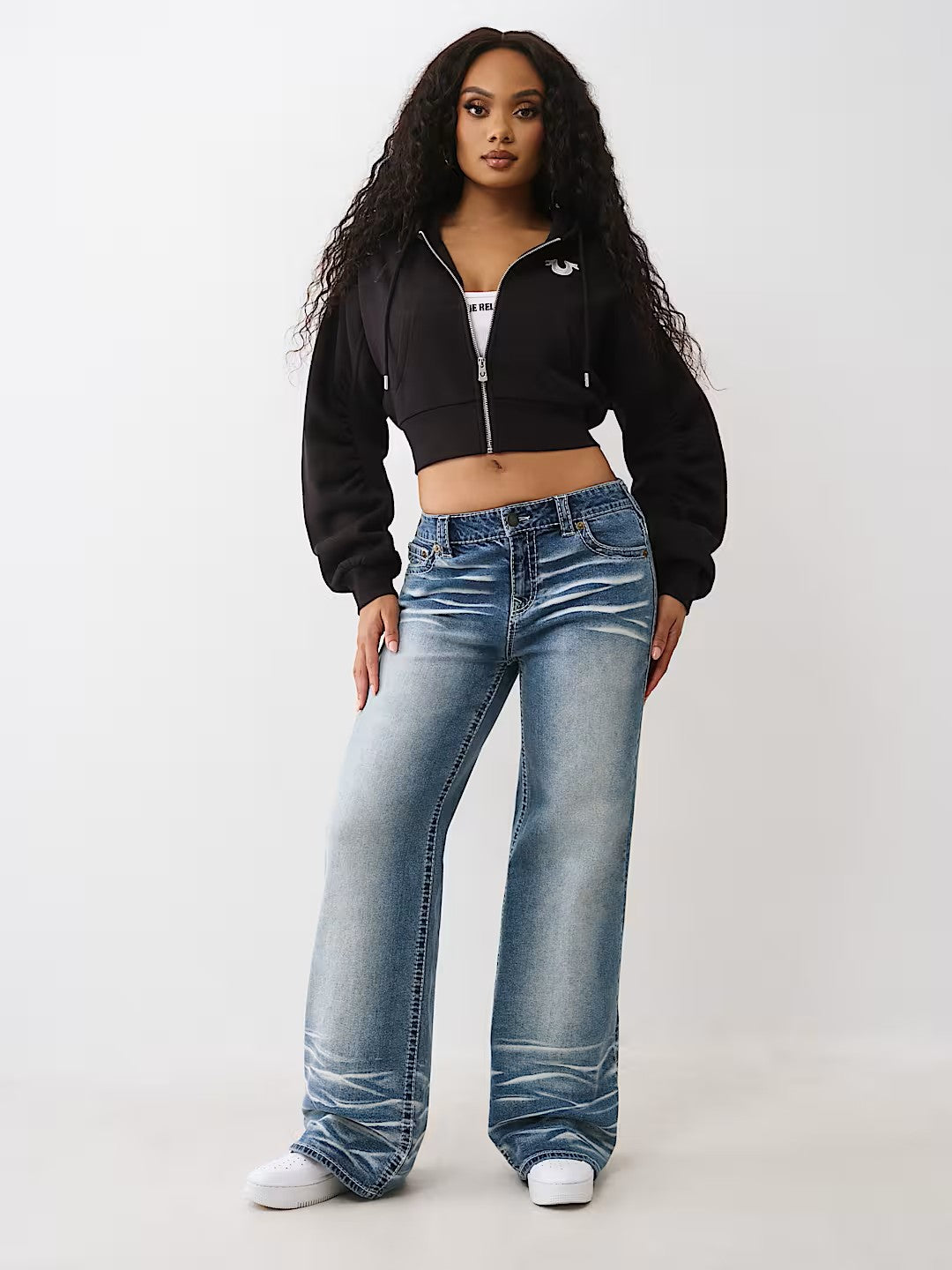 BUDDHA RUCHED SLVS ZIP HOODIE
