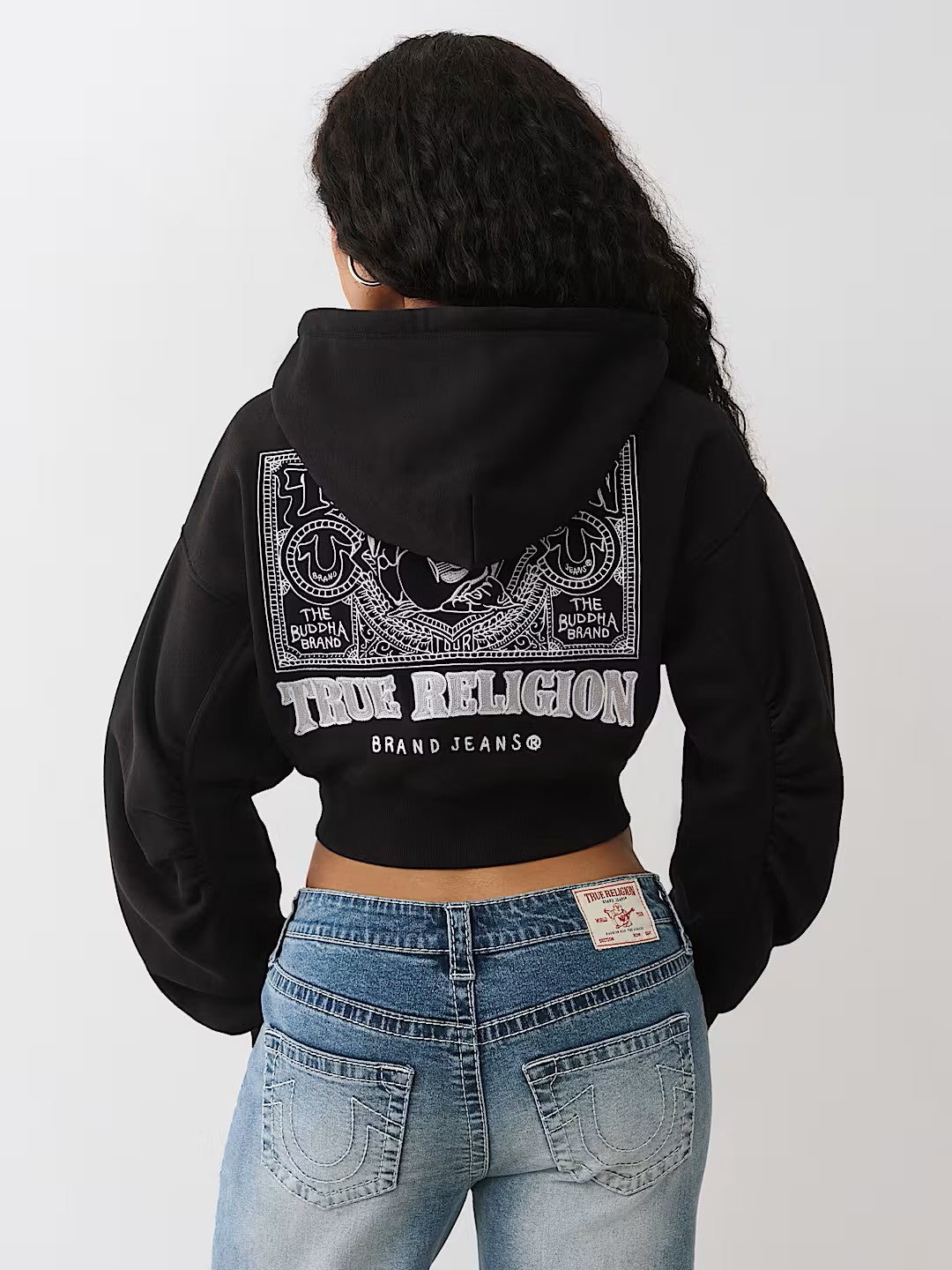 BUDDHA RUCHED SLVS ZIP HOODIE