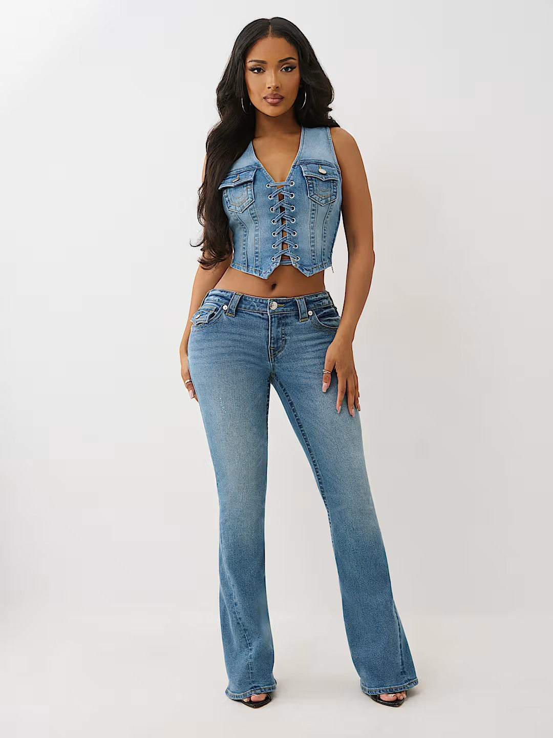 LACE UP DENIM VEST