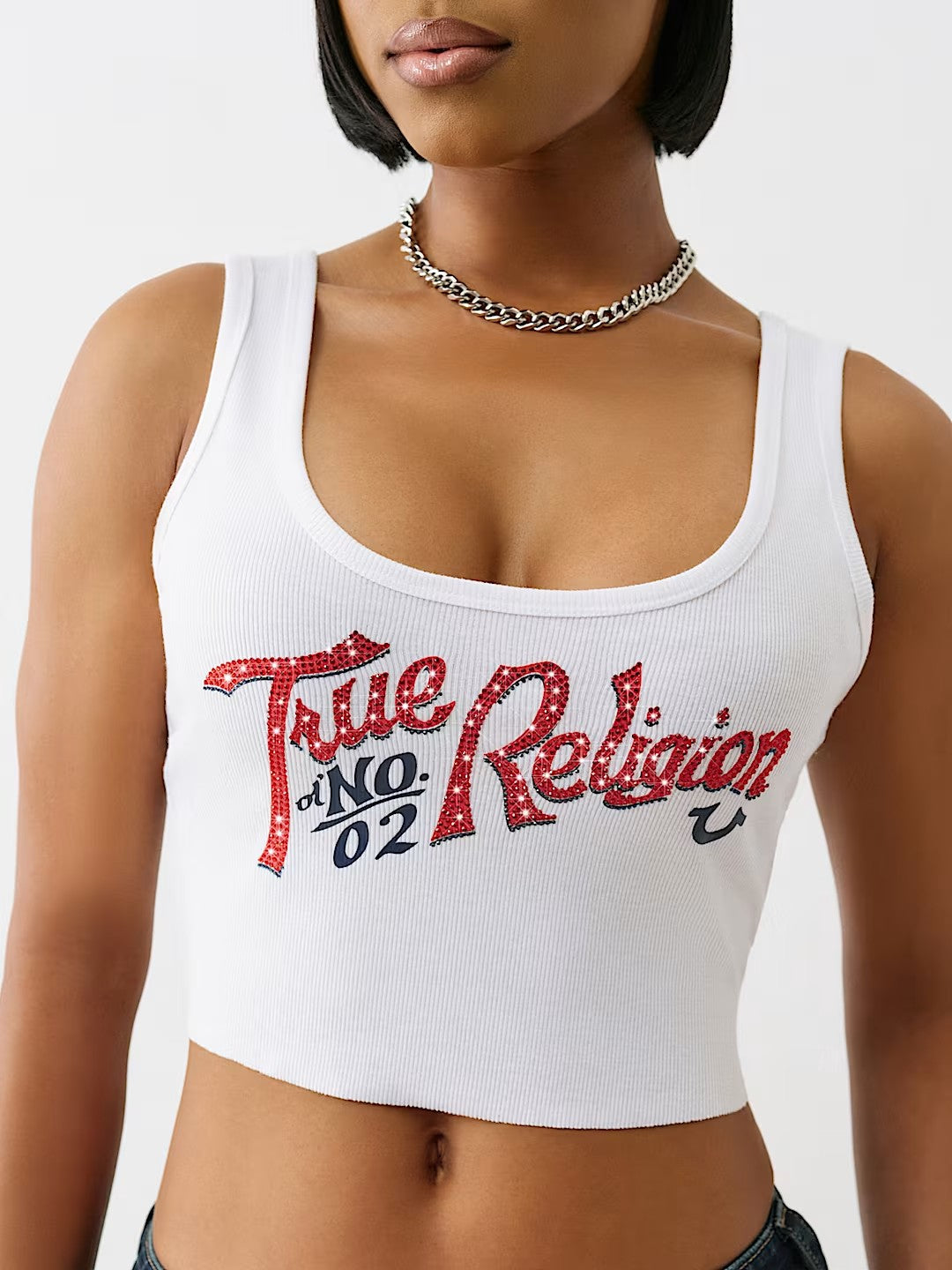 CRYSTAL RIB CROP TANK