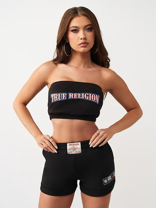 PUFF PRINT FLEECE BANDEAU TOP