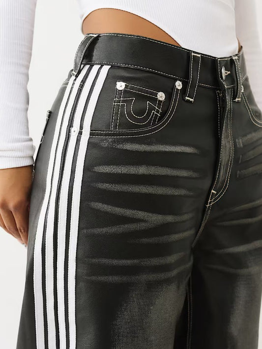 WASHED PU BAILEY BARREL PANTS