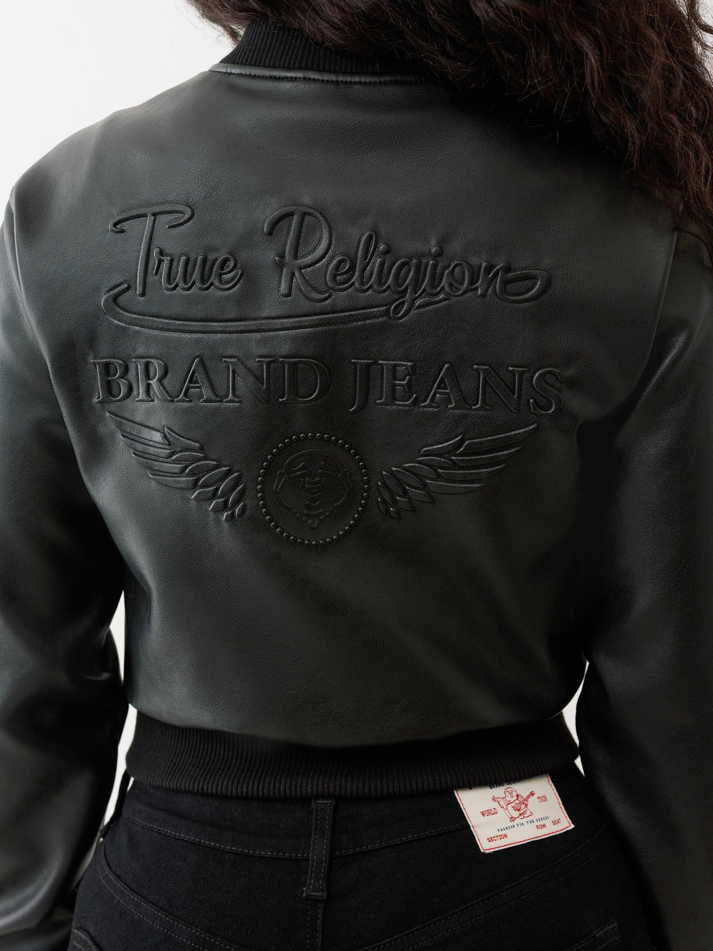 TR CROP PU BOMBER
