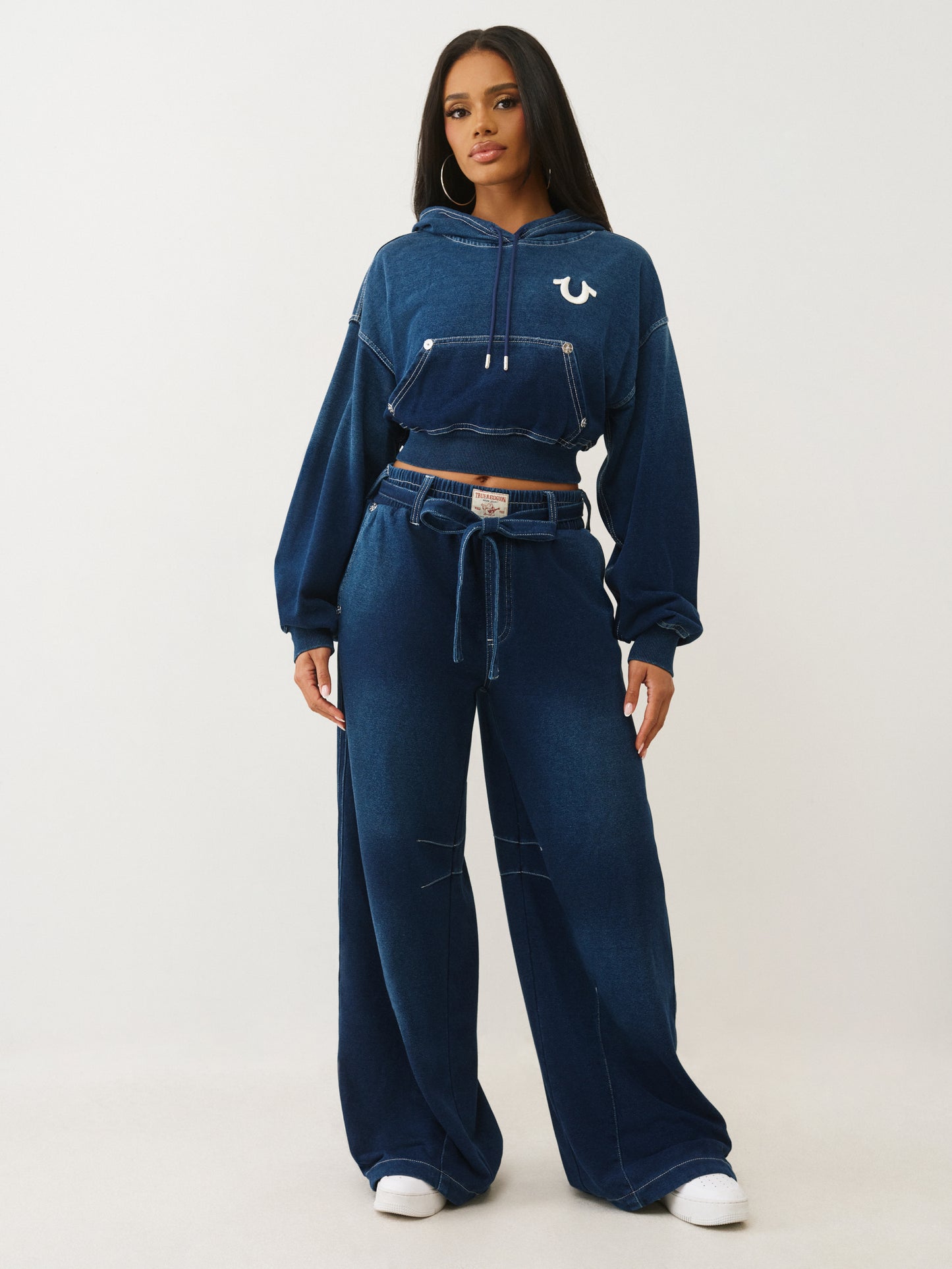 WASHED INDIGO PULLOVER HOODIE