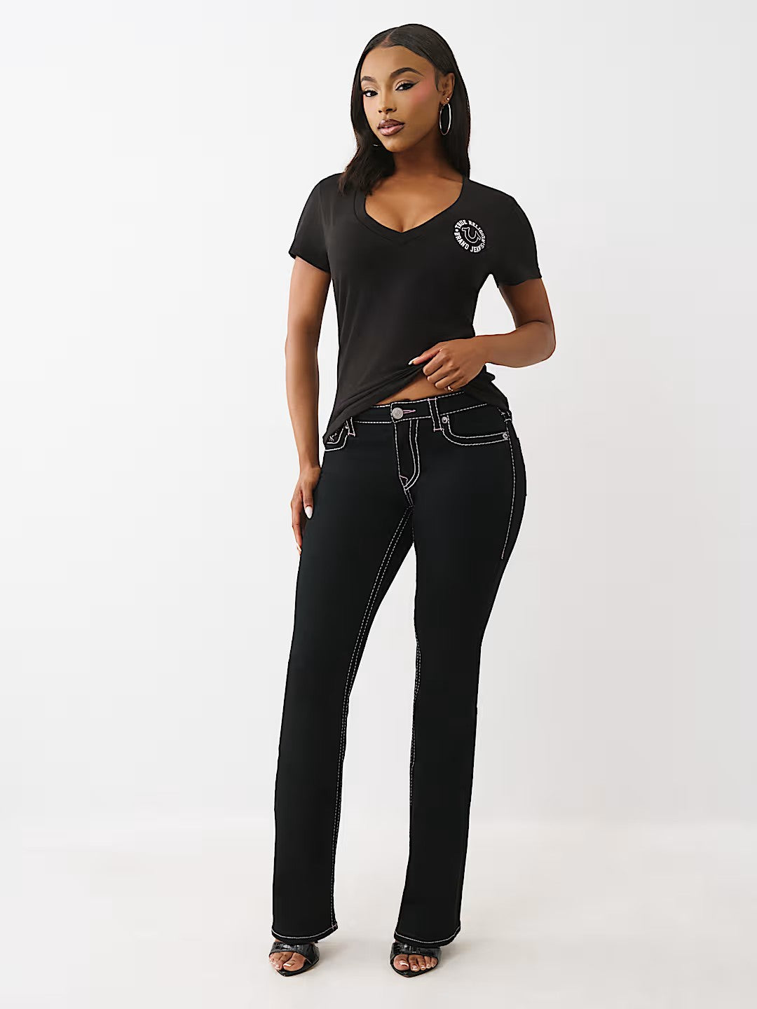 CRYSTAL HS VNECK TEE