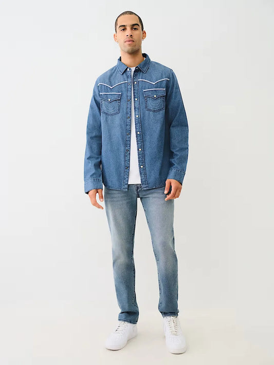 CHAMBRAY LS FLAT LOCK STITCH - TRUE RELIGION MEXICO