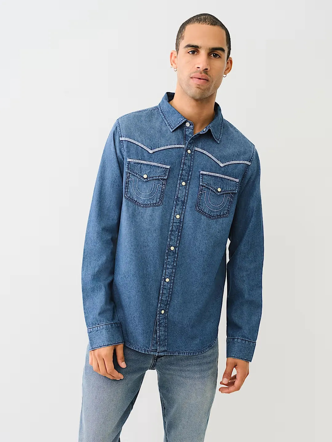 CHAMBRAY LS FLAT LOCK STITCH - TRUE RELIGION MEXICO