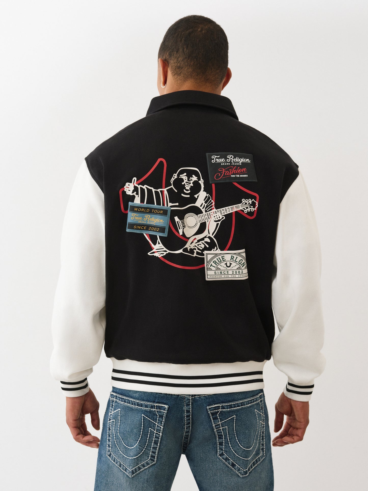 COLLARED PATCH FLEECE VARSITY