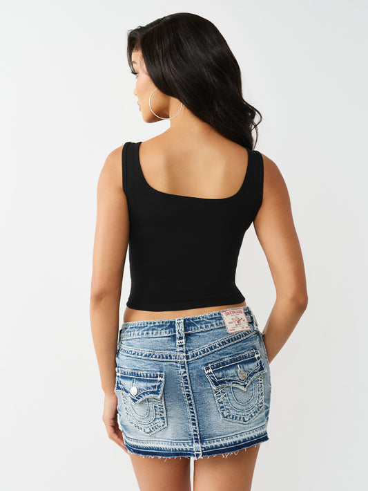 CRYSTAL PRINTED RIB TANK TOP