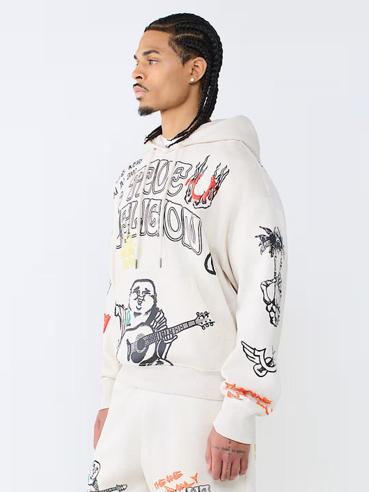 SKETCHED LOGO BOXY HOODIE