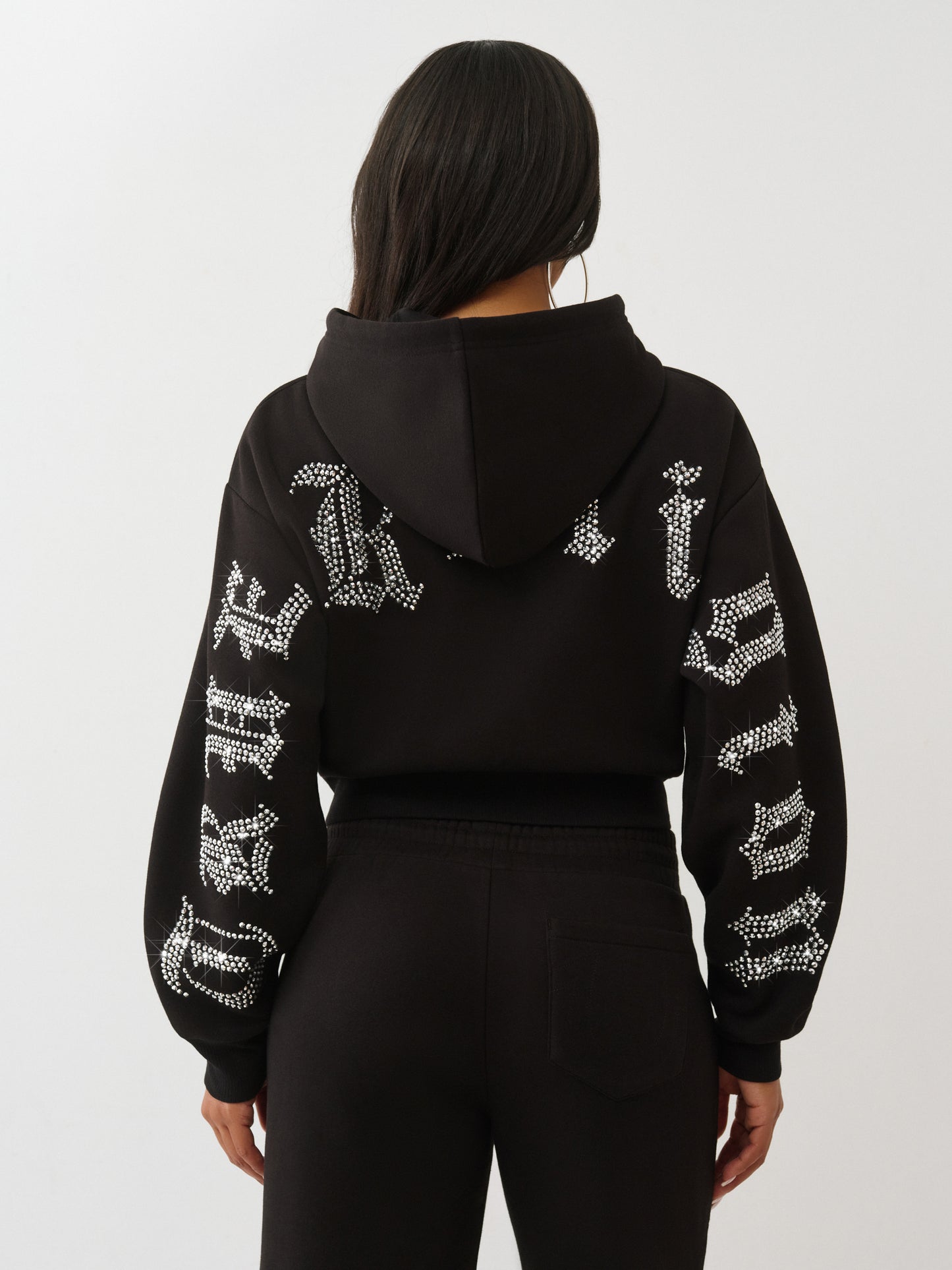 CRYSTAL CROPPED ZIP HOODIE