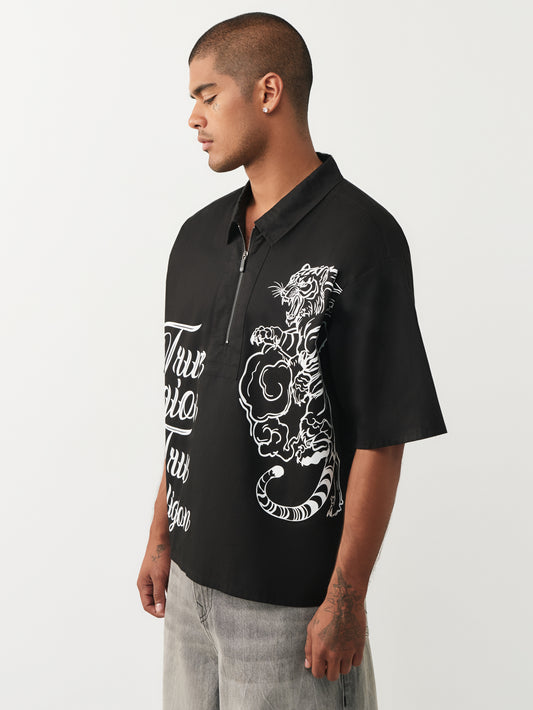 HALF ZIP TIGER SS SHIRT
