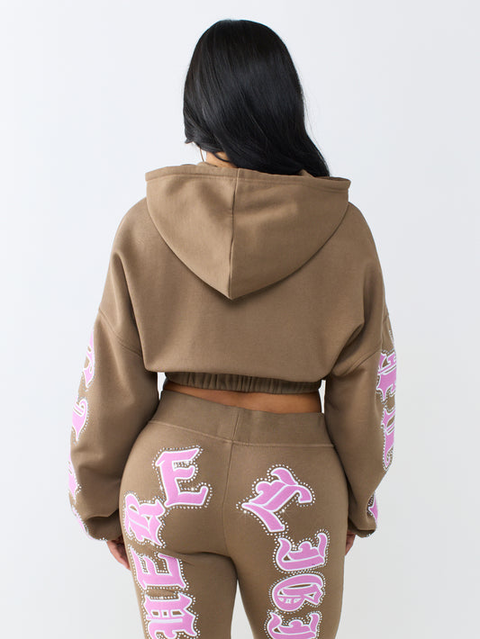 CRYSTAL PATCHED RELAXED HOODIE