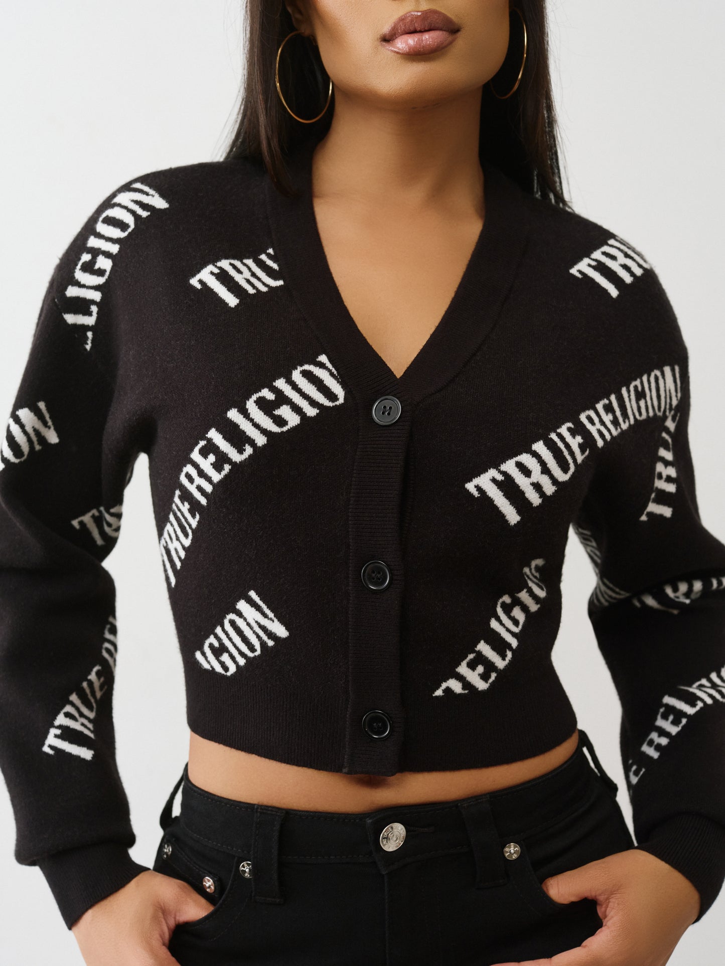 TR AOP CROPPED CARDIGAN