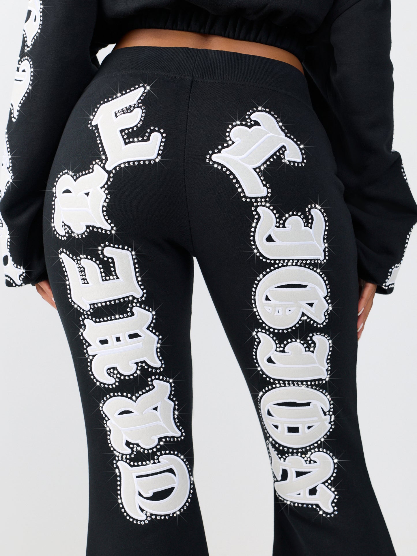 CRYSTAL BRANDED FLARE PANTS