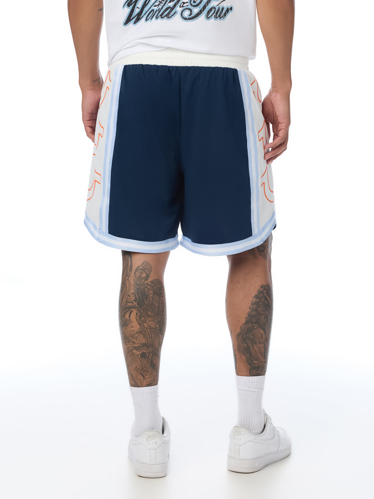 COLOR BLOCK MESH BBALL SHORTS