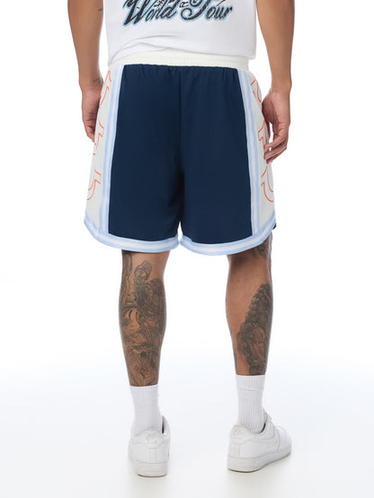 COLOR BLOCK MESH BBALL SHORTS