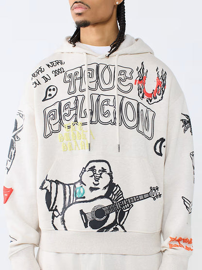 SKETCHED LOGO BOXY HOODIE