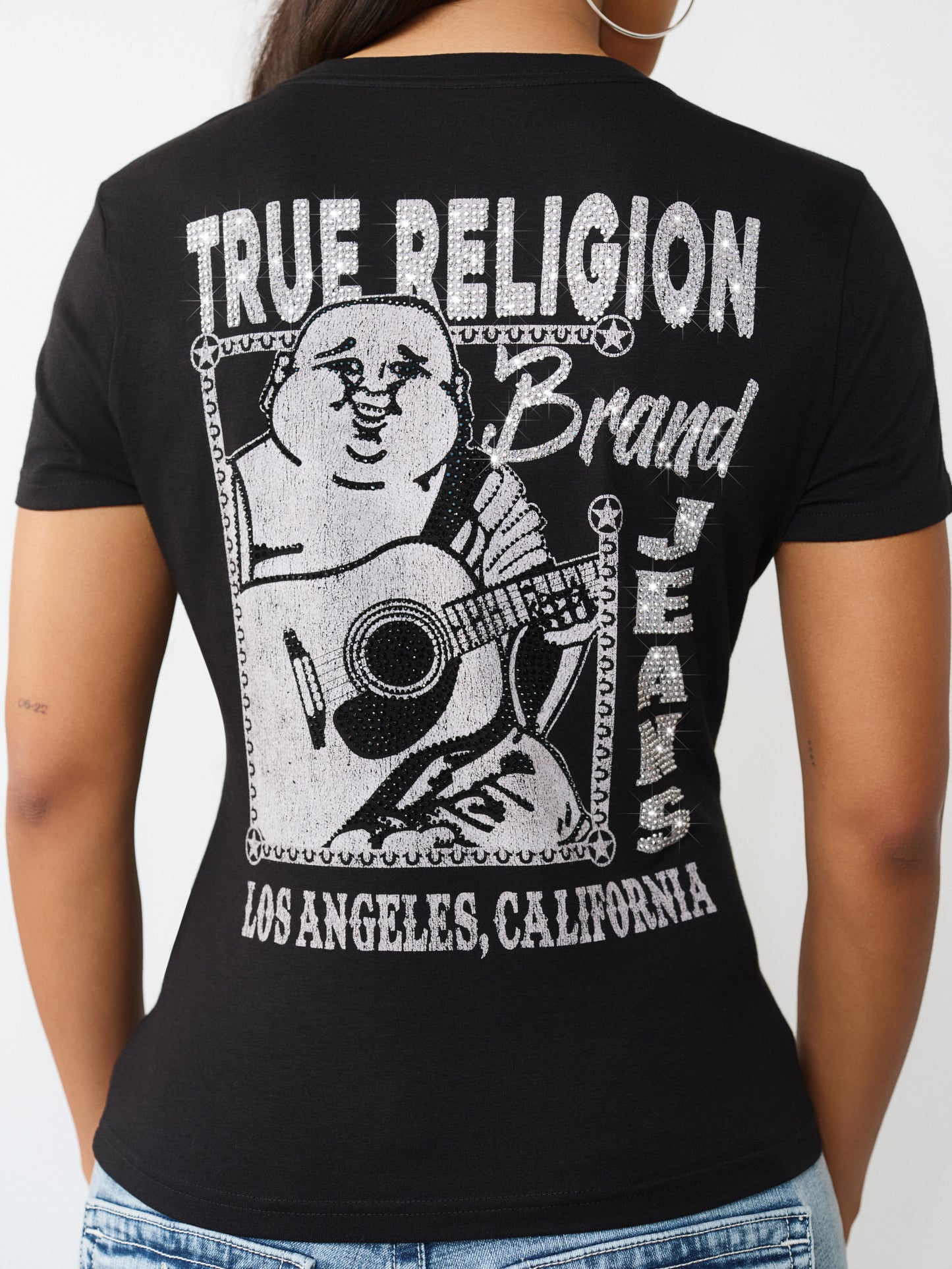 CRYSTAL BUDDHA V NECK TEE