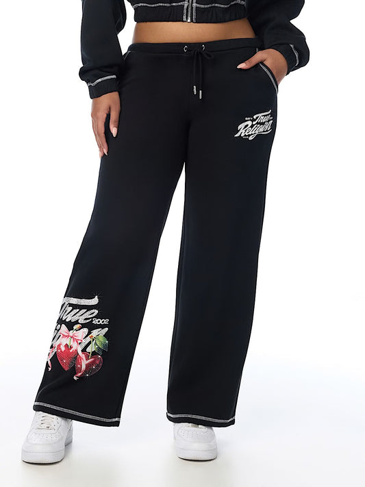 CRYSTAL CHERRY WIDE LEG PANTS