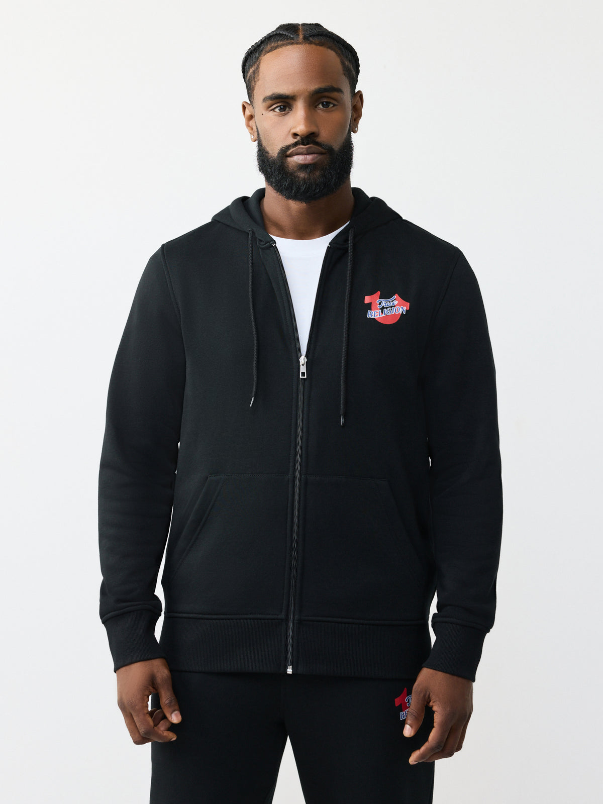 DIAGONAL MATCH ZIP HOODIE