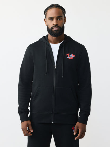 DIAGONAL MATCH ZIP HOODIE