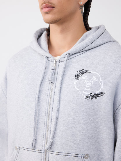 BUDDHA FACE BIG T BOXY ZIP UP