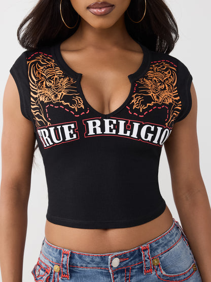 TR TIGER LOGO NOTCH TEE