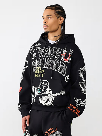 SKETCHED LOGO BOXY HOODIE