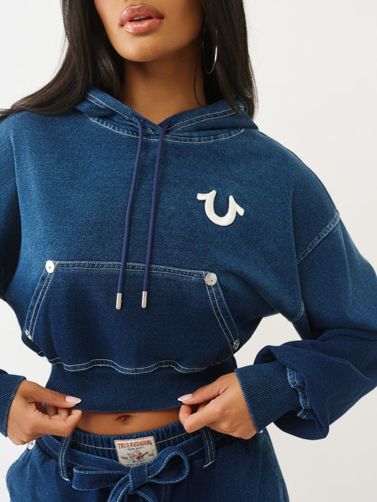 WASHED INDIGO PULLOVER HOODIE