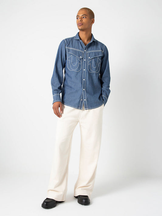 CHAMBRAY WESTERN SHIRT SAxTR - TRUE RELIGION MEXICO