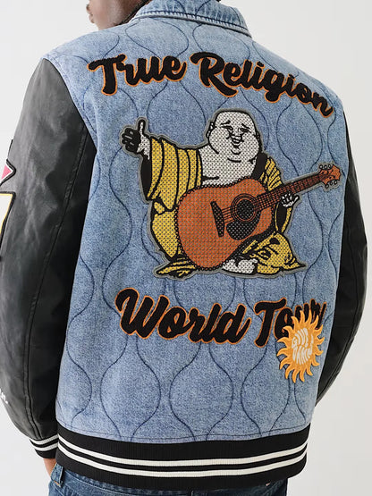 QUILTED DENIM VARSITY JACKET - TRUE RELIGION MEXICO