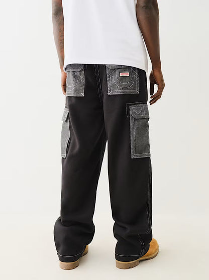 BIG T FLEECE DENIM BAGGY CARGO