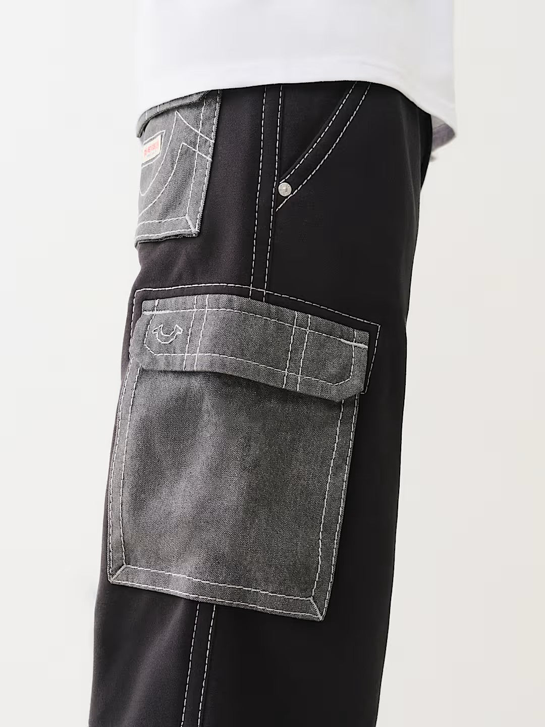 BIG T FLEECE DENIM BAGGY CARGO