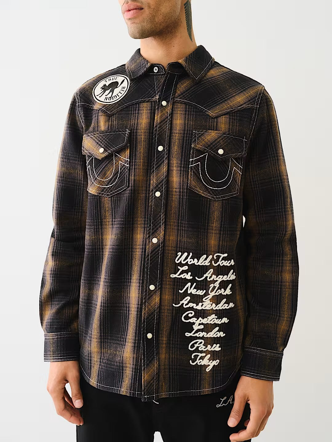 BIGT WESTERN PLAID W PTCH EMBR