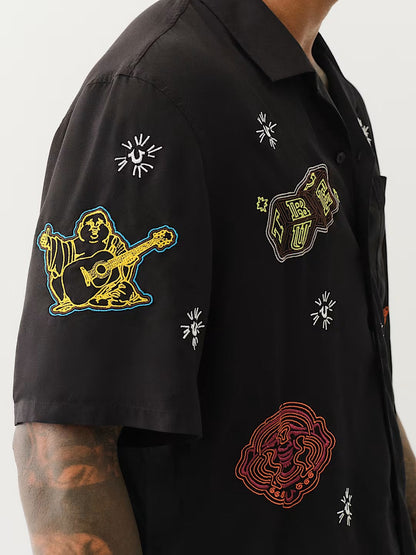 SS CAMP SHIRT ALLOVER EMBRO