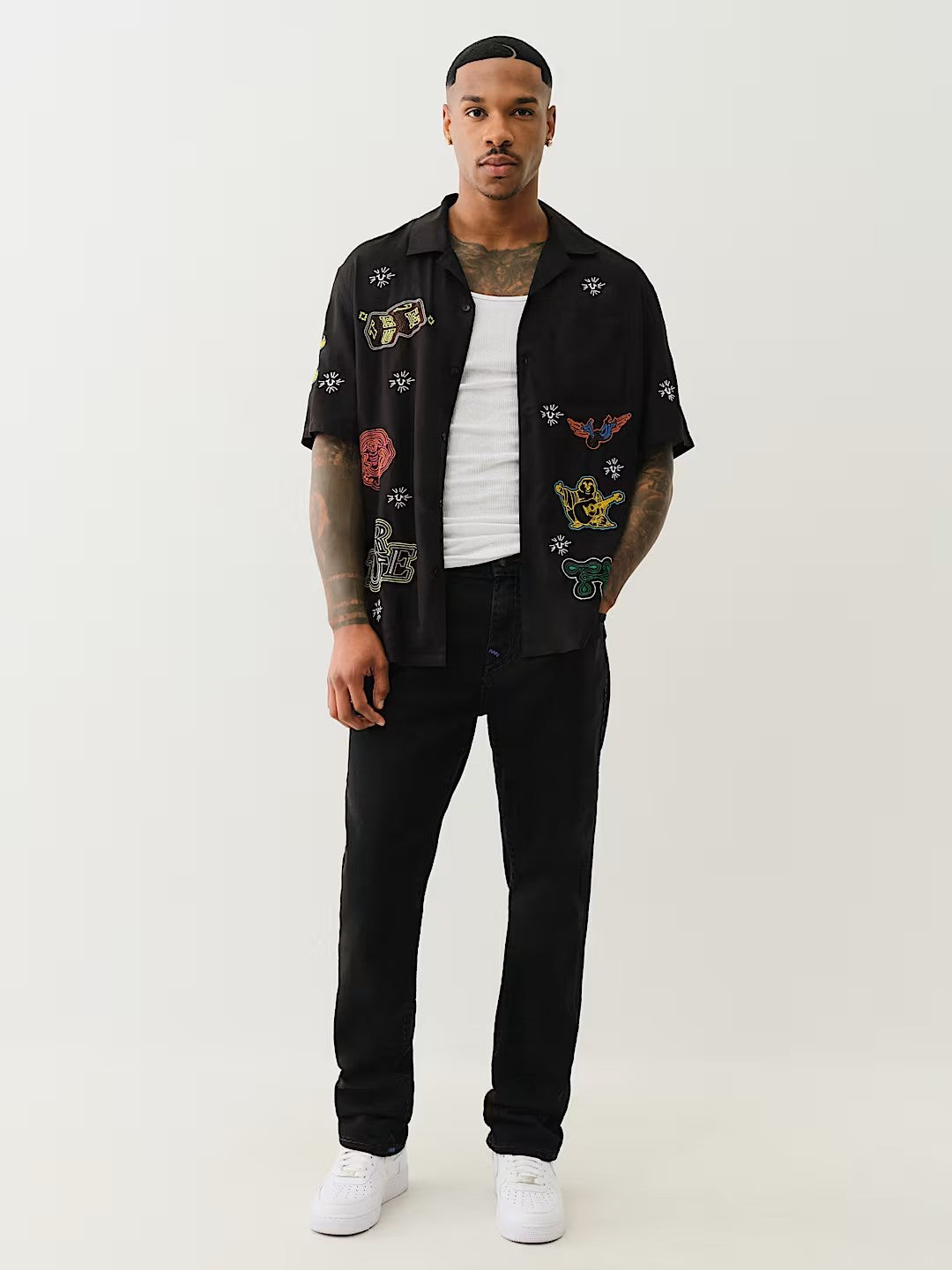 SS CAMP SHIRT ALLOVER EMBRO