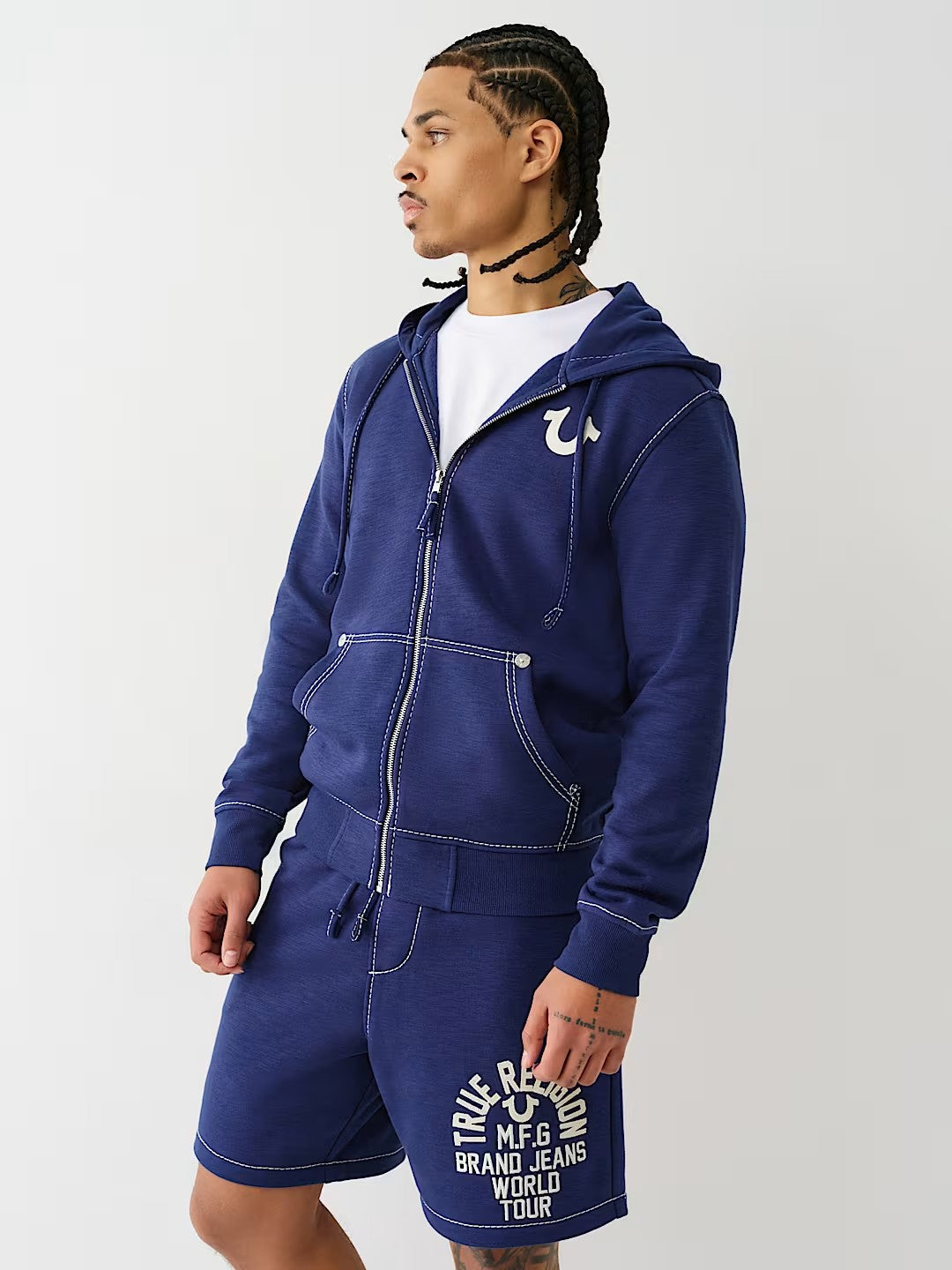 Big T Zip Up True Religion Navy Blue Hoodie BIG T SLUB ZIP UP